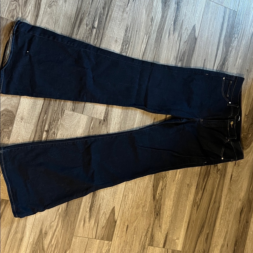 Express Women's Flare Jeans - Dark Blue